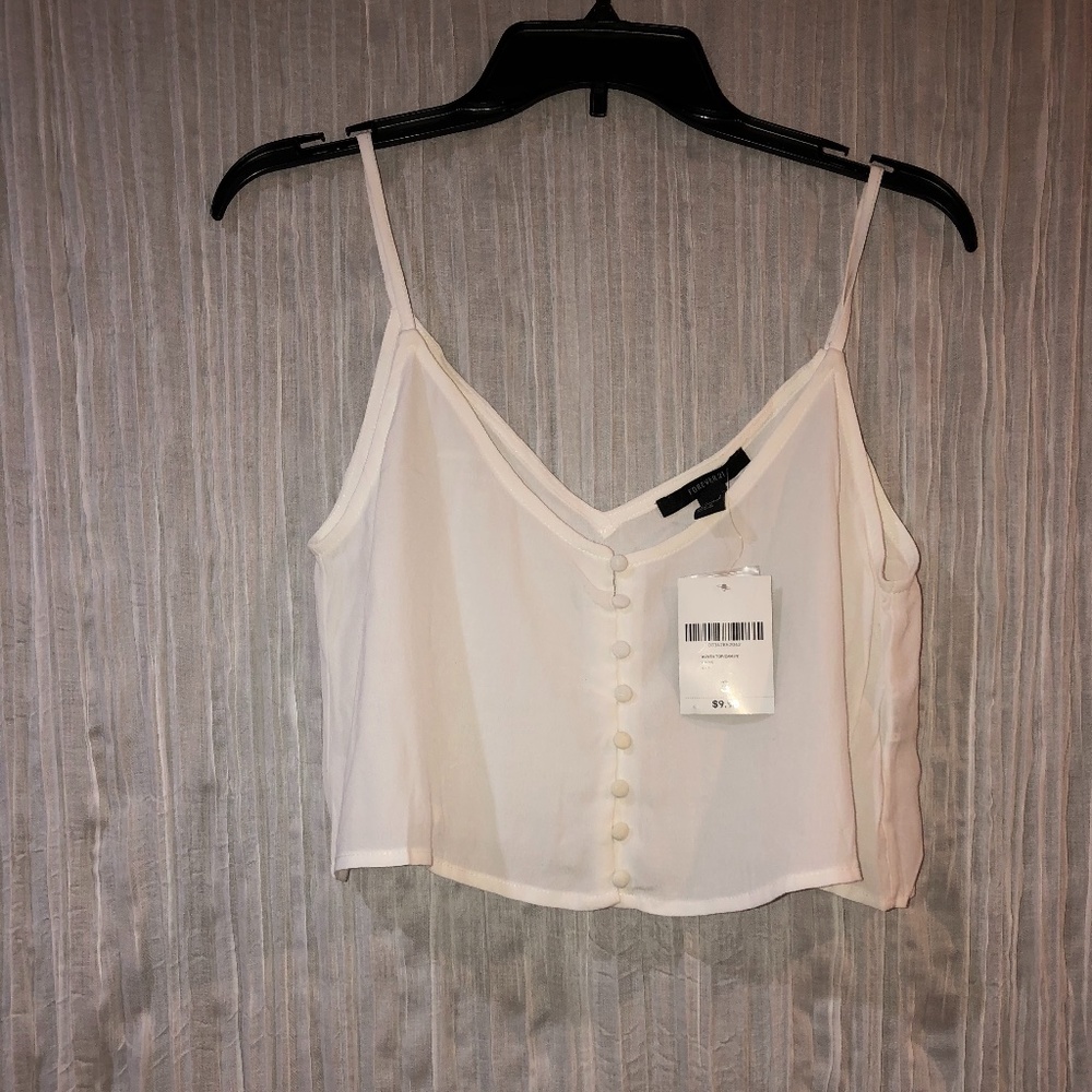 Forever 21 White Button Up Top
